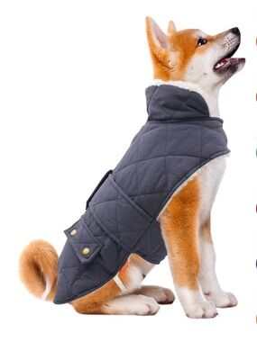 KYEESE Dog Coat Warm Pet Winter Puffer Coat Sweater Fleece Lined Grey Size XL